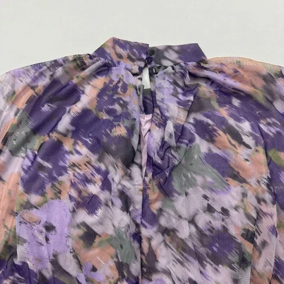 Chico's Purple Ruched Mesh Midi Dress Lined Sleeveless Stretch 16/18 (Chico 3) - Picture 11 of 11